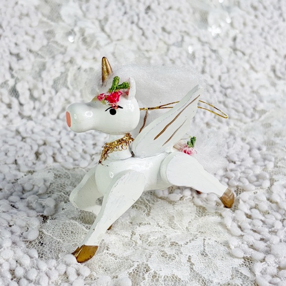 Kurt Adler Unicorno Rosa Opaco Con Glitter - Ornamento Per Albero Di Natale 11cm